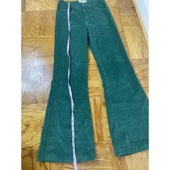 Princess Polly Nadia Corduroy Flare Pant US 0 Green Solid High Rise Holiday NEW - Picture 3 of 8